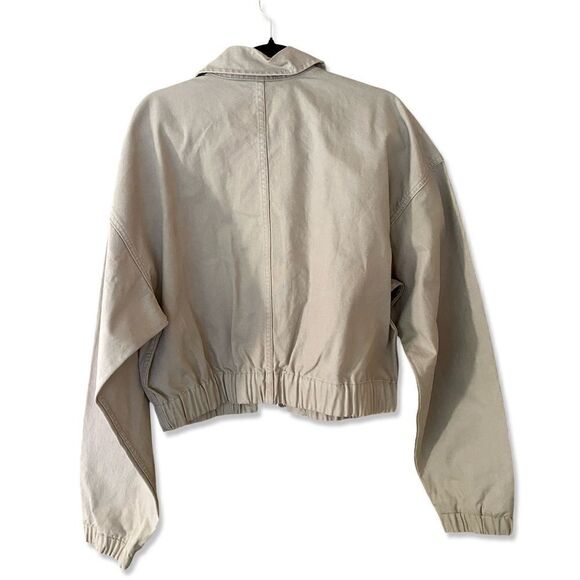 HELSA Workwear Bomber Jacket Cotton zip front khaki $358 Revolve FWRD Sold Out L - Picture 6 of 13